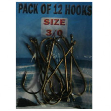 Eyed SEA Fishing Hooks Size 3-0 pack of 12